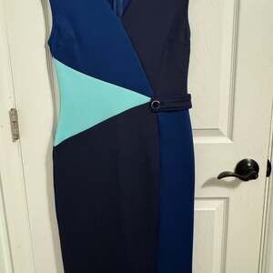 New York & Co. Dress Women's XS Blue Black Sleeveless Color Block